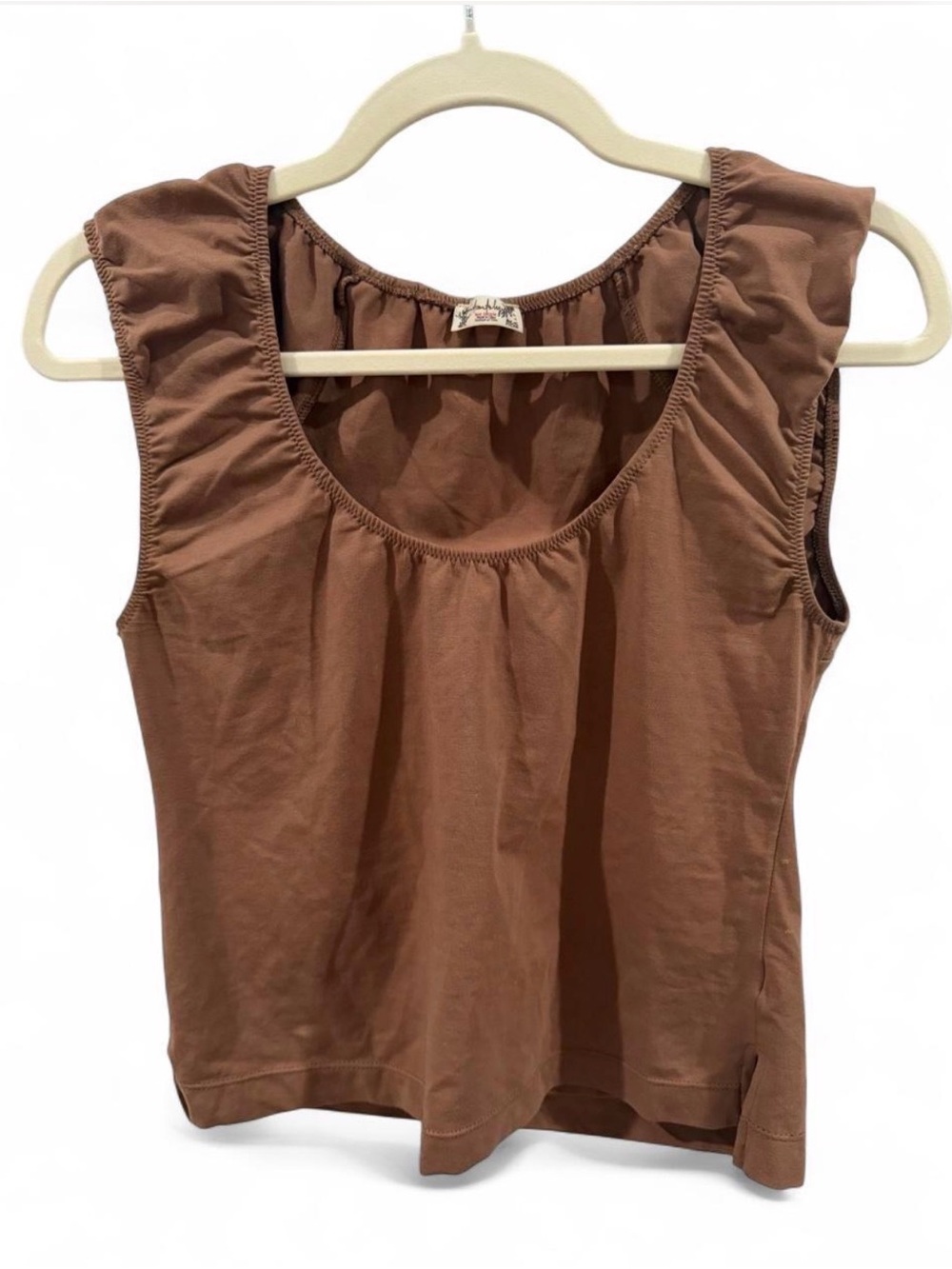 Free People Brown Scoop Neck Sleeveless Tank